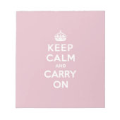 Crimson Red Keep Calm und Carry On (weißer Text) Notizblock (Vorderseite)