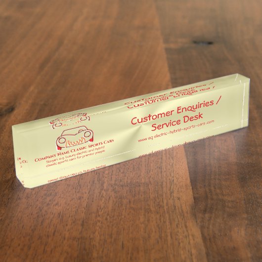 Crimson Red klassische Luxus-Auto-Logo auf Gold Namensplakette (Seite)