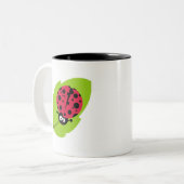 Crimson Red Ladybug Zweifarbige Tasse (Vorderseite Links)