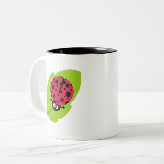 Crimson Red Ladybug Zweifarbige Tasse (Vorderseite Links)