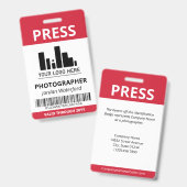 Crimson Red Logo Bar Code Pressekennung Ausweis (Vorder- & Rückseite)