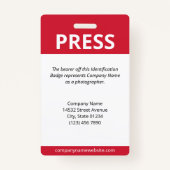 Crimson Red Logo Bar Code Pressekennung Ausweis (Rückseite)
