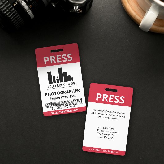 Crimson Red Logo Bar Code Pressekennung Ausweis
