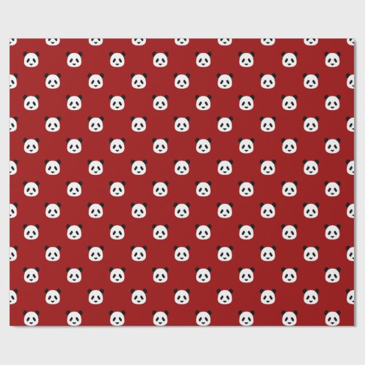 Crimson Red - Minimalistisches Panda Pattern Geschenkpapier (Flach)
