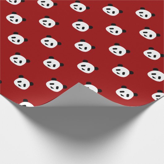 Crimson Red - Minimalistisches Panda Pattern Geschenkpapier (Ecke)