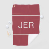 Crimson Red Mit Monogramm Initial Golfer Sports Pr Golfhandtuch (Insitu)