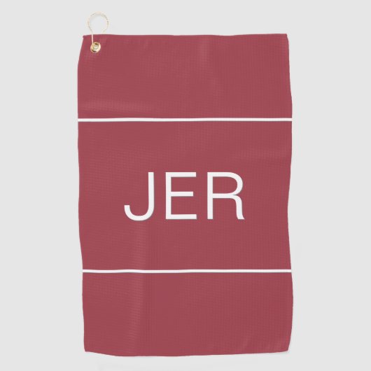 Crimson Red Mit Monogramm Initial Golfer Sports Pr Golfhandtuch (Vorderseite)