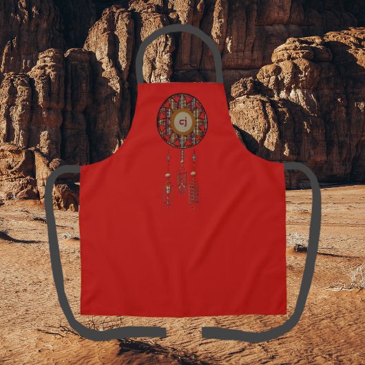 Crimson Red Mit Monogramm Schürze mit Dreamcatcher