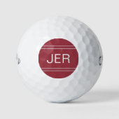 Crimson Red Monogram Initial Personalisiert Golfer Golfball (Vorderseite)