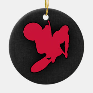 Crimson Red Motocross Keramikornament