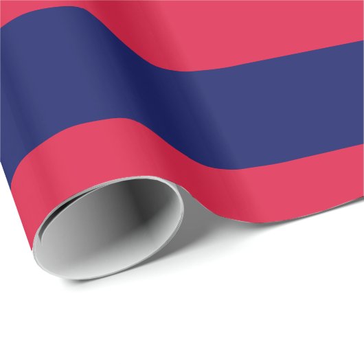 Crimson Red, Navy Blue XL Stripes Pattern V Geschenkpapier (Rolleneckpunkt)