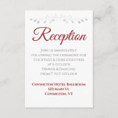 Crimson Red on White Elegant Wedding Empfang Begleitkarte (Vorderseite)