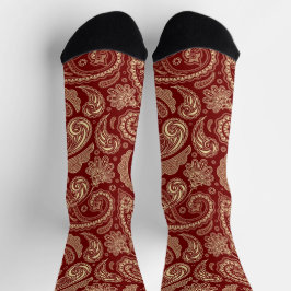 Crimson Red Paisley Socken