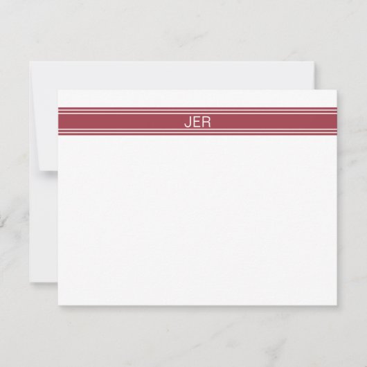 Crimson Red Personalisiert Mit Monogramm Name Init Mitteilungskarte (Vorderseite)