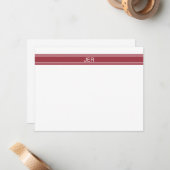 Crimson Red Personalisiert Mit Monogramm Name Init Mitteilungskarte (Vorderseite/Rückseite Beispiel)