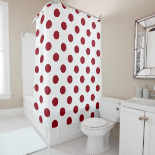 Crimson Red Polka Dots Circles Duschvorhang
