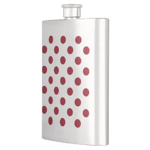 Crimson Red Polka Dots Circles Flachmann