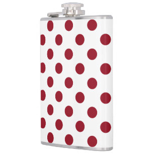 Crimson Red Polka Dots Circles Flachmann