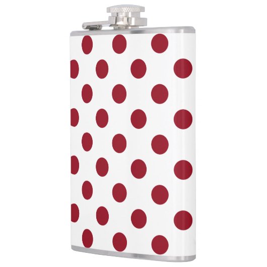 Crimson Red Polka Dots Circles Flachmann (Links)