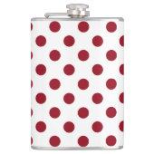 Crimson Red Polka Dots Circles Flachmann (Vorderseite)