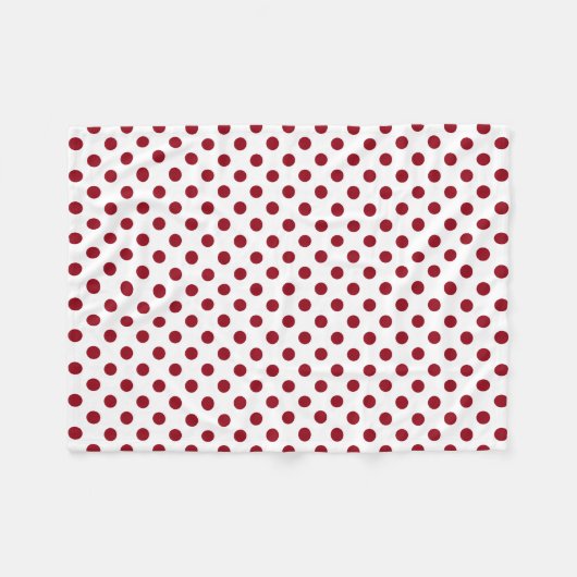 Crimson Red Polka Dots Circles Fleecedecke (Vorderseite (Horizontal))