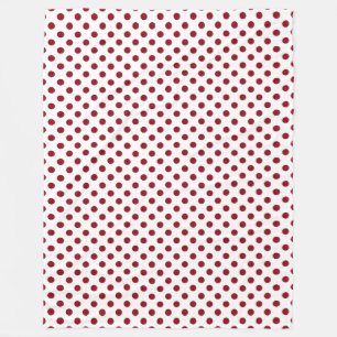 Crimson Red Polka Dots Circles Fleecedecke