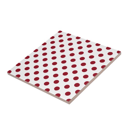 Crimson Red Polka Dots Circles Fliese (Seite)