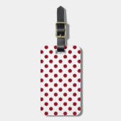 Crimson Red Polka Dots Circles Gepäckanhänger (Vorderseite vertikal)