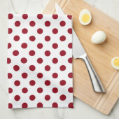 Crimson Red Polka Dots Circles Geschirrtuch (Viertel Falte)
