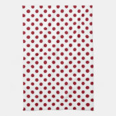 Crimson Red Polka Dots Circles Geschirrtuch (Vertikal)