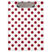 Crimson Red Polka Dots Circles Klemmbrett (Vorderseite)
