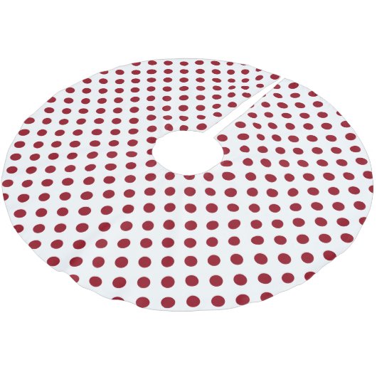 Crimson Red Polka Dots Circles Polyester Weihnachtsbaumdecke (Schrägansicht)