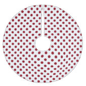 Crimson Red Polka Dots Circles Polyester Weihnachtsbaumdecke (Vorderseite)