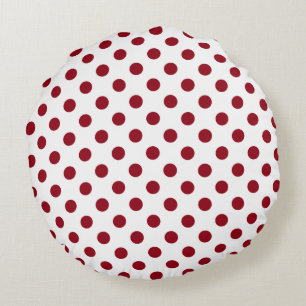 Crimson Red Polka Dots Circles Rundes Kissen