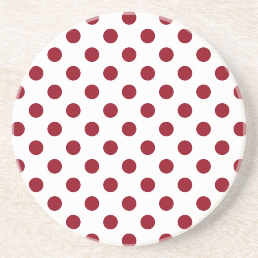 Crimson Red Polka Dots Circles Sandstein Untersetzer (Vorne)
