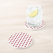 Crimson Red Polka Dots Circles Sandstein Untersetzer (Seite)
