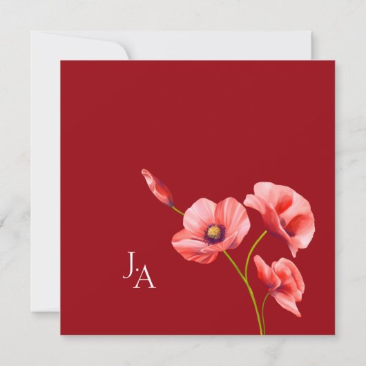 Crimson Red Poppies blutige Hochzeit speichern das Save The Date (Rückseite)