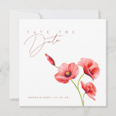 Crimson Red Poppies blutige Hochzeit speichern das Save The Date (Vorderseite)