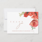 Crimson Red Poppies Floral Wedding Dankeskarte (Vorderseite)