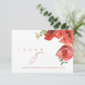 Crimson Red Poppies Floral Wedding Dankeskarte (Stehend Vorderseite)