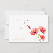 Crimson Red Poppies Floral Wedding Dankeskarte (Vorderseite)