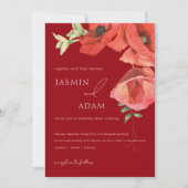 Crimson Red Poppies Floral Wedding Einladung (Vorderseite)