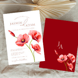 Crimson Red Poppies Floral Wedding Einladung
