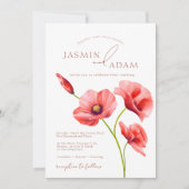 Crimson Red Poppies Floral Wedding Einladung (Vorderseite)