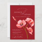 Crimson Red Poppies Monogram Wedding Einladung (Vorderseite)
