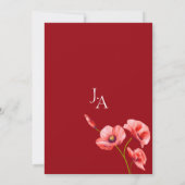 Crimson Red Poppies Monogram Wedding Einladung (Rückseite)