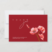 Crimson Red Poppies Wildblumen Hochzeit Dankeskarte (Vorderseite)