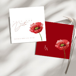 Crimson Red Poppy Bloral Wedding retten das Datum Save The Date