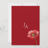 Crimson Red Poppy Floral Monogram Wedding Einladung (Rückseite)