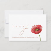Crimson Red Poppy Floral Wedding Dankeskarte (Vorderseite)